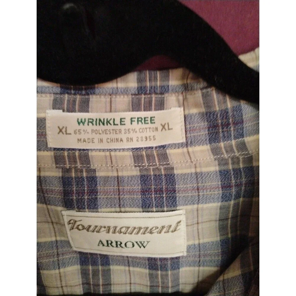 Arrow Tournament Plaid Long Sleeve Button Down Shirt Mens XL Multicolor